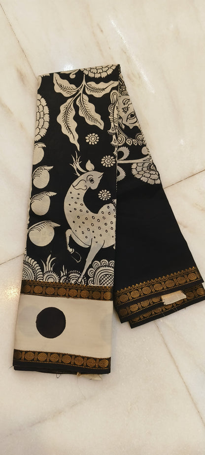 Karigar's Kalamkari pen works on Bangalore Silk Saree