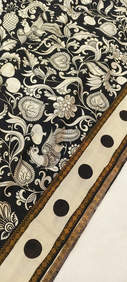 Karigar's Kalamkari pen works on Bangalore Silk Saree