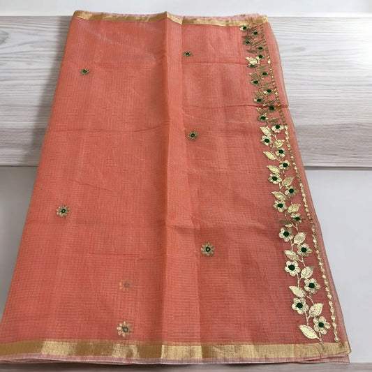 New Arrival Rangkat Handstock Kota Doria Sarees with Gota work