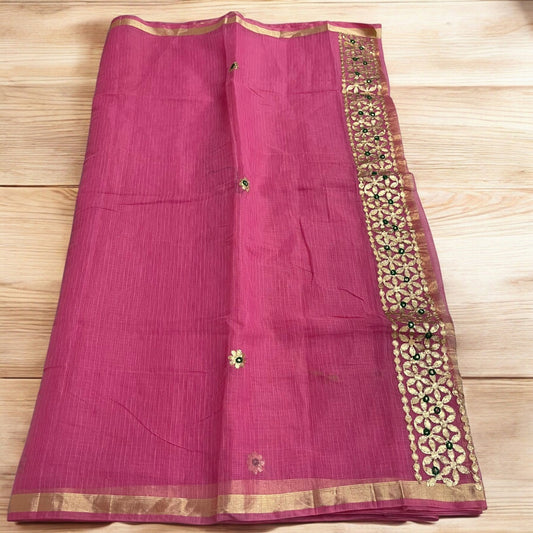 New Arrival Rangkat Handstock Kota Doria Sarees with Gota work