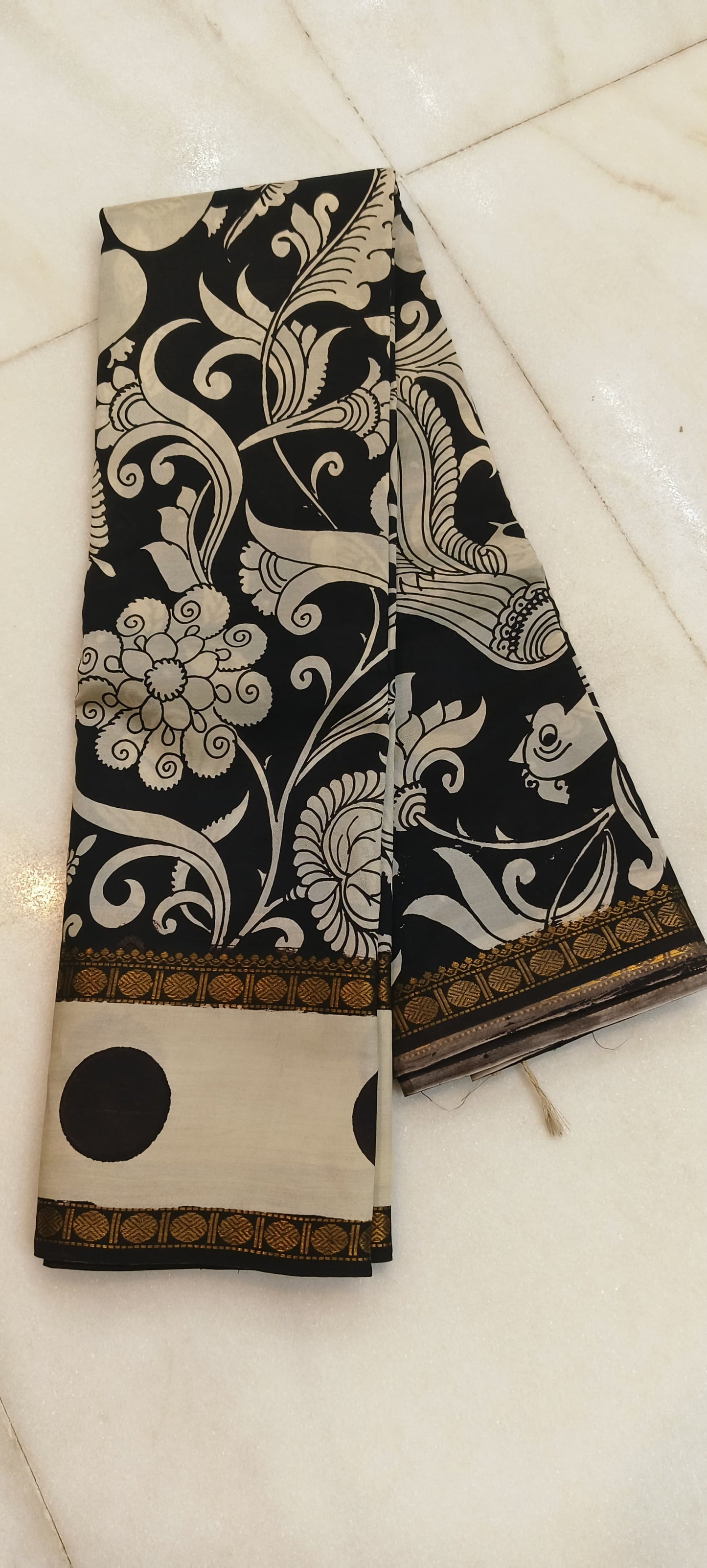 Karigar's Kalamkari pen works on Bangalore Silk Saree