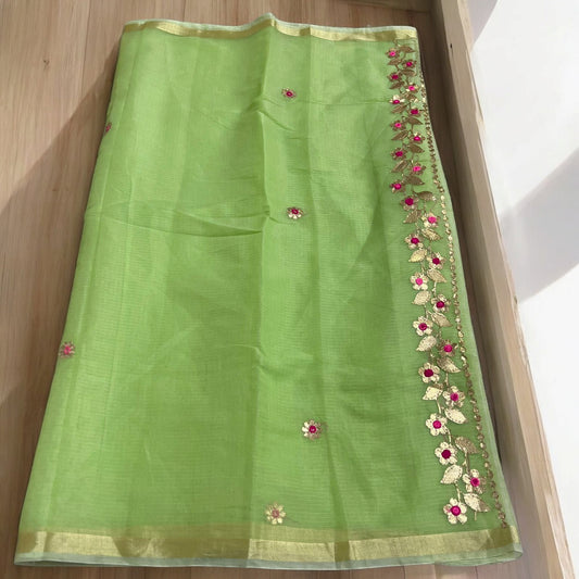 New Arrival Rangkat Handstock Kota Doria Sarees with Gota work