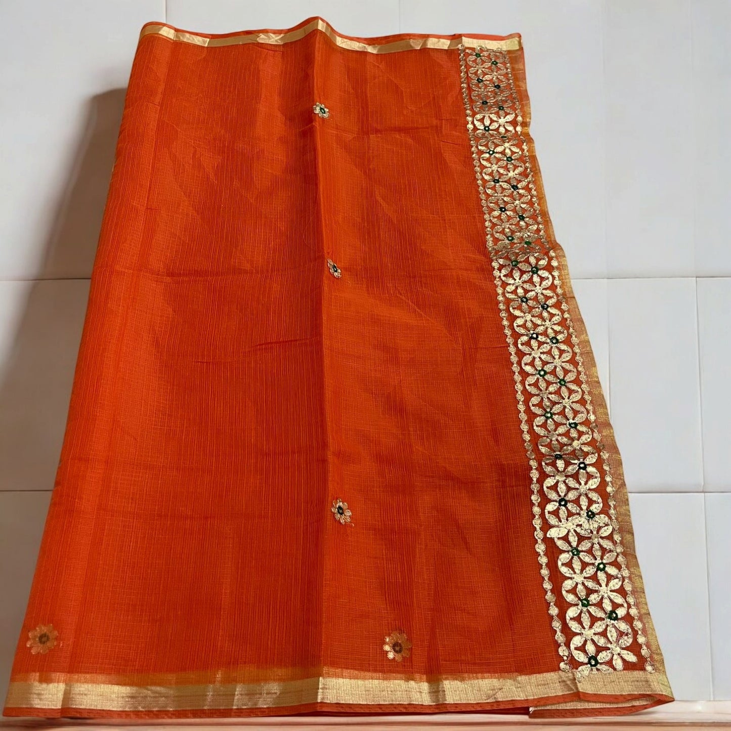 New Arrival Rangkat Handstock Kota Doria Sarees with Gota work